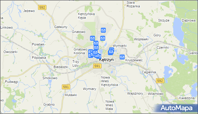 mapa Kętrzyn, Kętrzyn na mapie Targeo