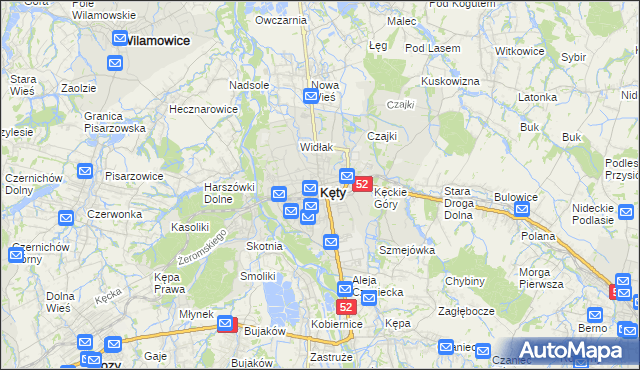 mapa Kęty, Kęty na mapie Targeo