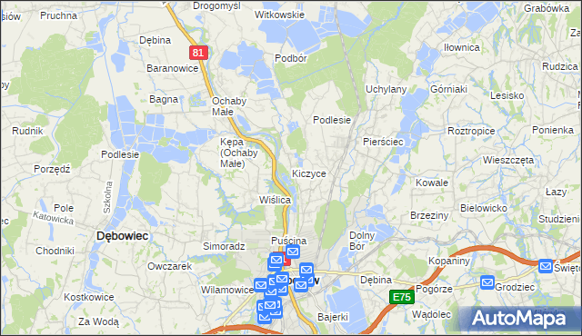 mapa Kiczyce, Kiczyce na mapie Targeo