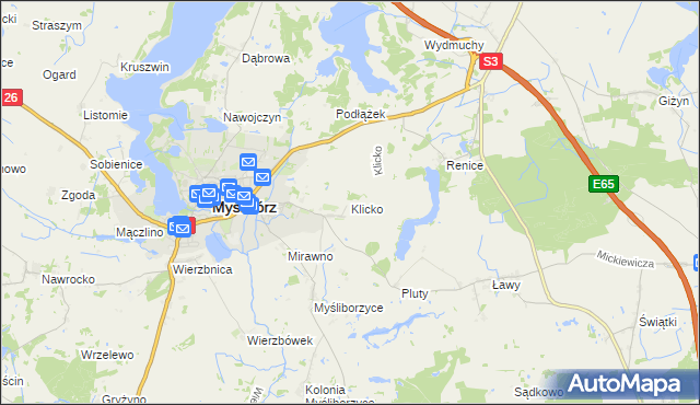 mapa Klicko, Klicko na mapie Targeo