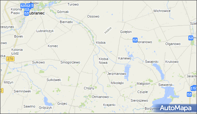 mapa Kłobia Nowa, Kłobia Nowa na mapie Targeo