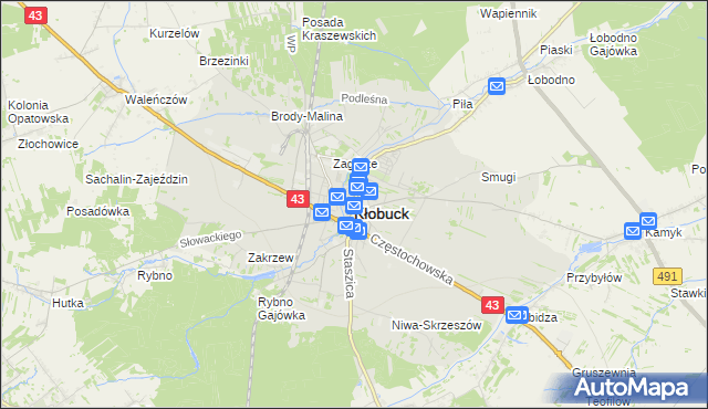 mapa Kłobuck, Kłobuck na mapie Targeo