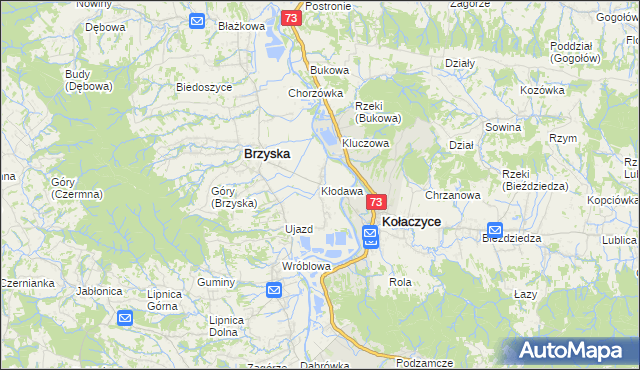 mapa Kłodawa gmina Brzyska, Kłodawa gmina Brzyska na mapie Targeo