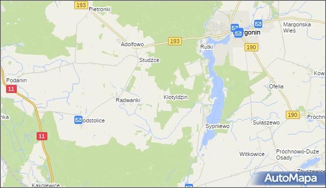 mapa Klotyldzin, Klotyldzin na mapie Targeo