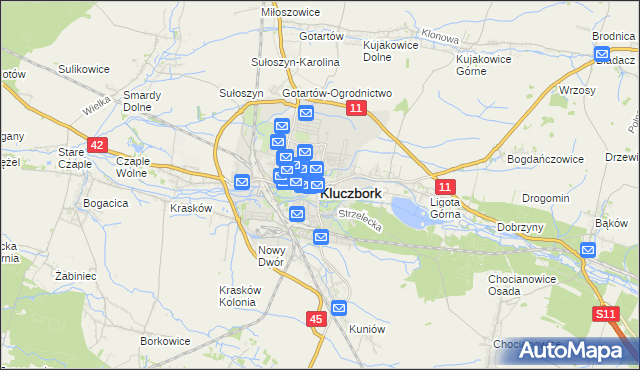 mapa Kluczbork, Kluczbork na mapie Targeo