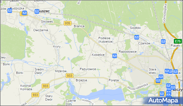 mapa Kobielice gmina Suszec, Kobielice gmina Suszec na mapie Targeo
