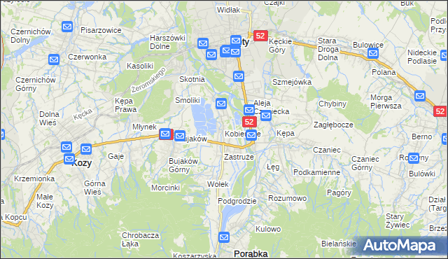 mapa Kobiernice, Kobiernice na mapie Targeo