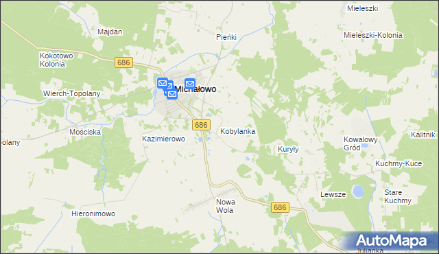 mapa Kobylanka gmina Michałowo, Kobylanka gmina Michałowo na mapie Targeo