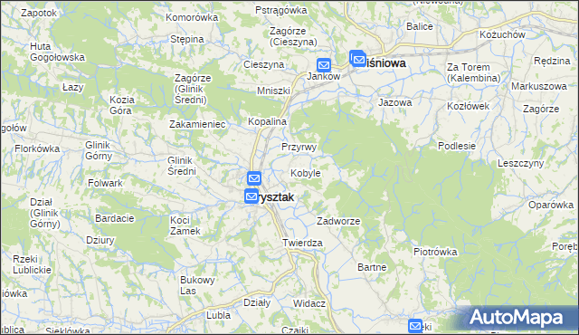 mapa Kobyle gmina Frysztak, Kobyle gmina Frysztak na mapie Targeo