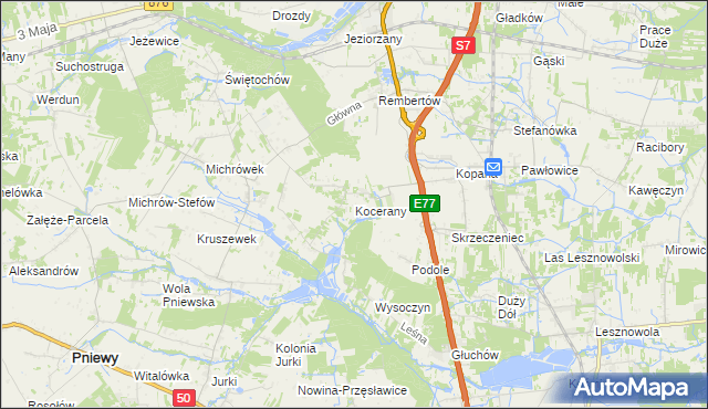 mapa Kocerany, Kocerany na mapie Targeo