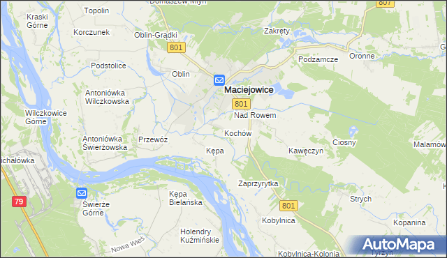 mapa Kochów gmina Maciejowice, Kochów gmina Maciejowice na mapie Targeo