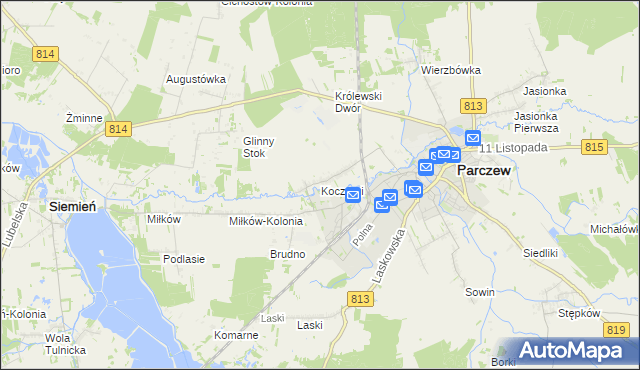 mapa Koczergi, Koczergi na mapie Targeo