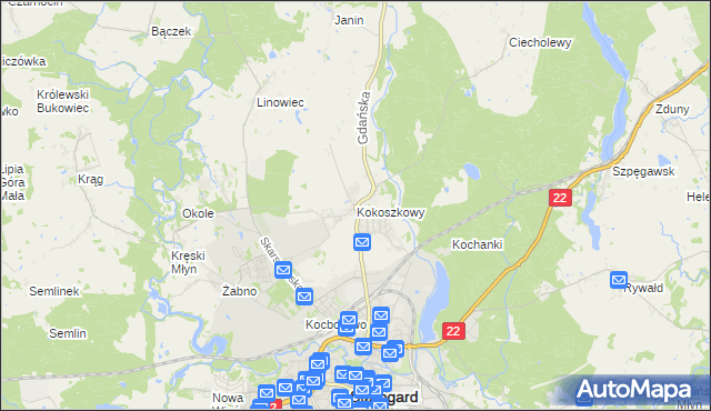mapa Kokoszkowy, Kokoszkowy na mapie Targeo