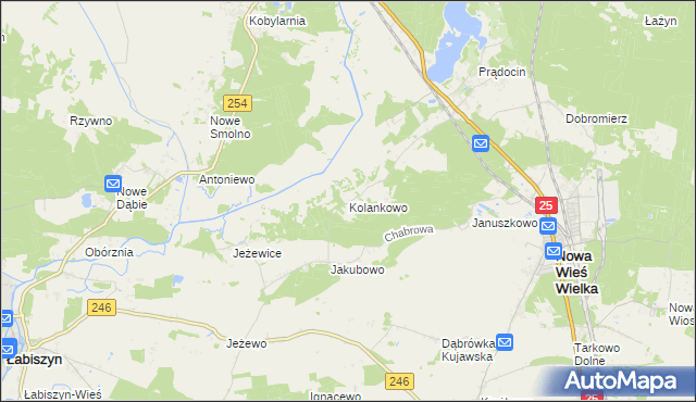 mapa Kolankowo gmina Nowa Wieś Wielka, Kolankowo gmina Nowa Wieś Wielka na mapie Targeo