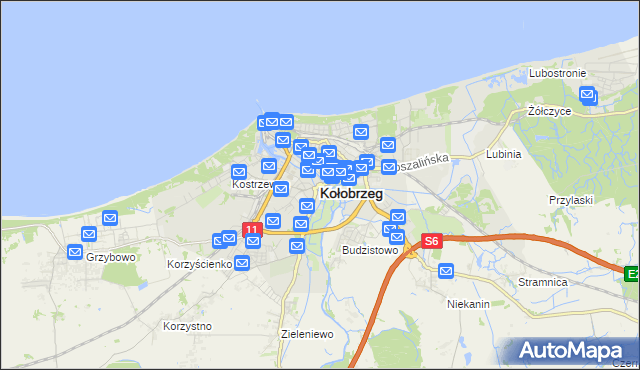 mapa Kołobrzegu, Kołobrzeg na mapie Targeo