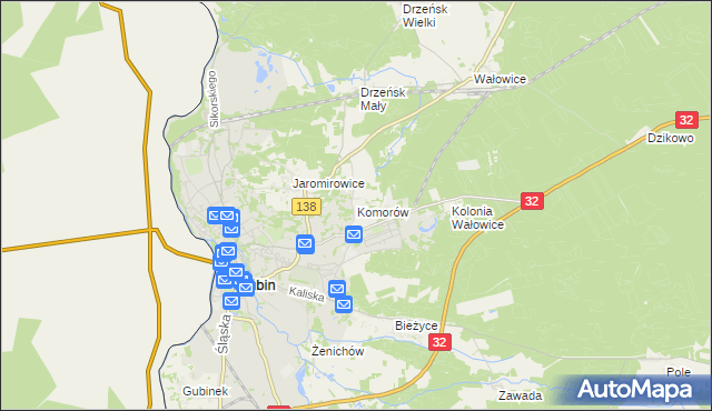 mapa Komorów gmina Gubin, Komorów gmina Gubin na mapie Targeo