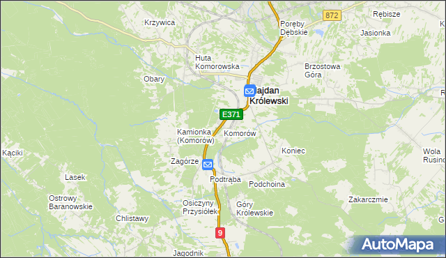 mapa Komorów gmina Majdan Królewski, Komorów gmina Majdan Królewski na mapie Targeo