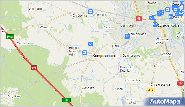 mapa Komprachcice, Komprachcice na mapie Targeo
