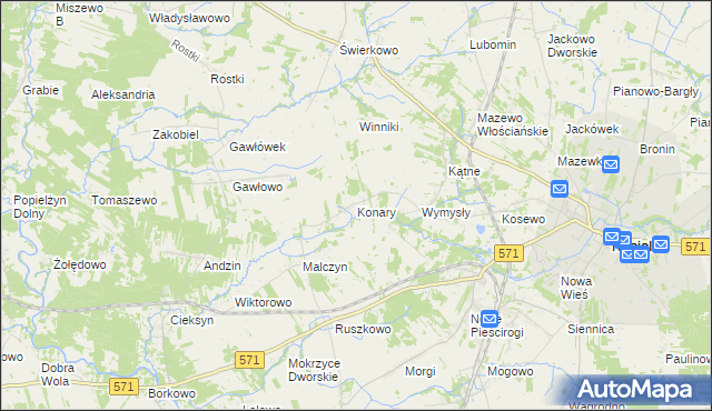 mapa Konary gmina Nasielsk, Konary gmina Nasielsk na mapie Targeo
