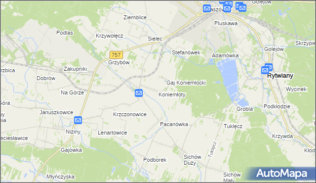 mapa Koniemłoty, Koniemłoty na mapie Targeo