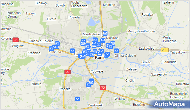 mapa Konina, Konin na mapie Targeo