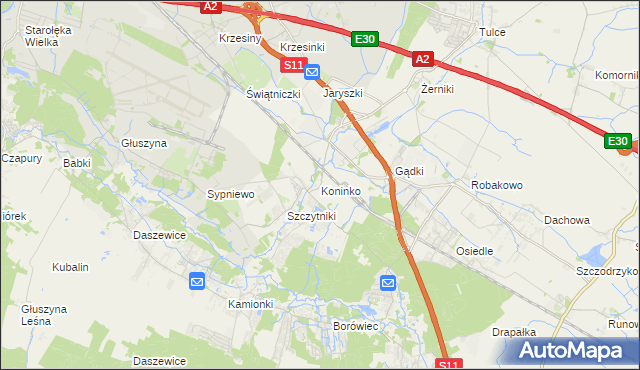 mapa Koninko, Koninko na mapie Targeo