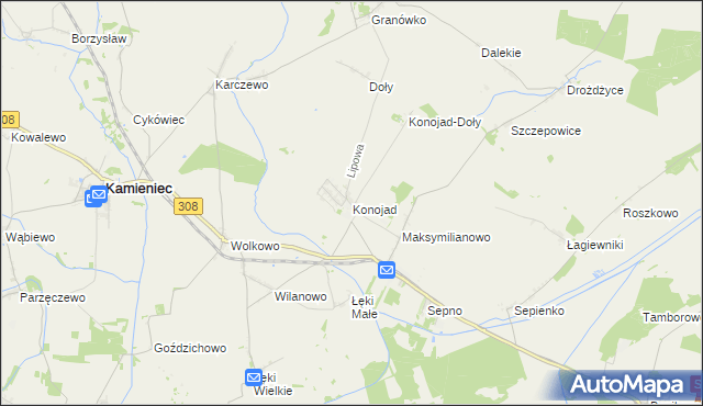 mapa Konojad, Konojad na mapie Targeo