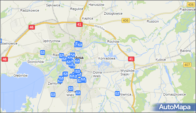 mapa Konradowa, Konradowa na mapie Targeo