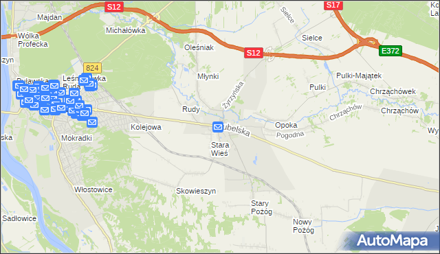 mapa Końskowola, Końskowola na mapie Targeo