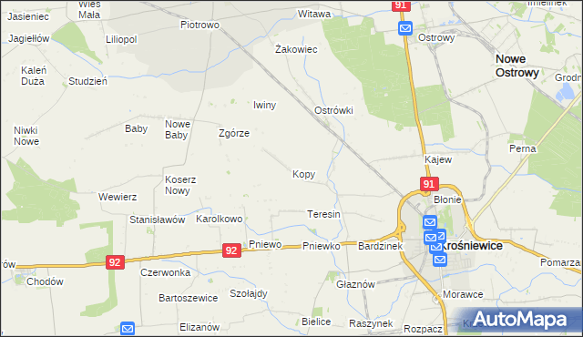 mapa Kopy gmina Krośniewice, Kopy gmina Krośniewice na mapie Targeo