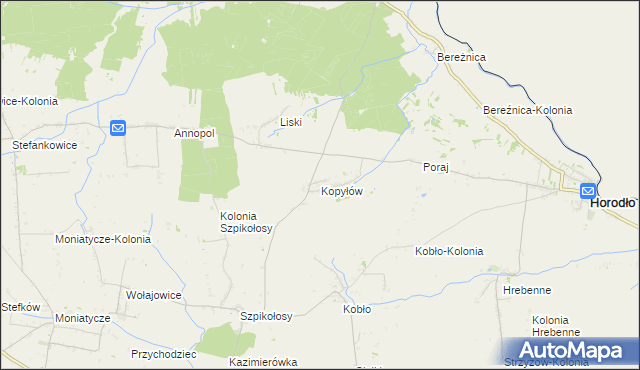 mapa Kopyłów, Kopyłów na mapie Targeo