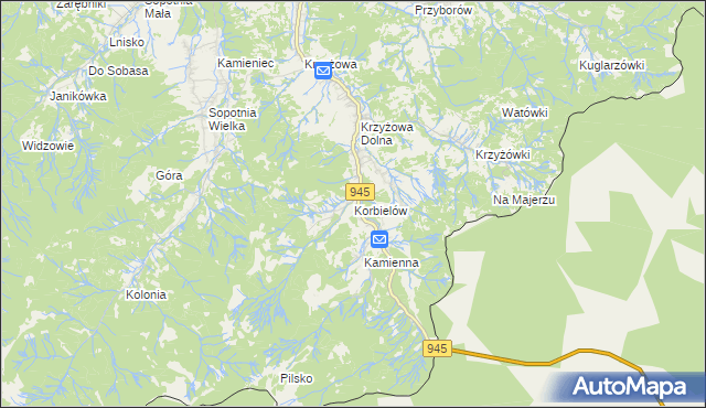 mapa Korbielów, Korbielów na mapie Targeo