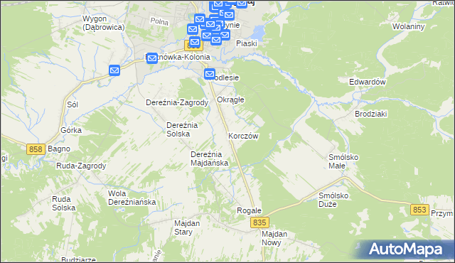 mapa Korczów, Korczów na mapie Targeo