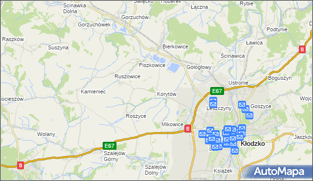 mapa Korytów gmina Kłodzko, Korytów gmina Kłodzko na mapie Targeo
