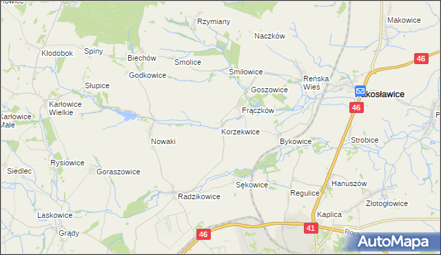 mapa Korzekwice, Korzekwice na mapie Targeo
