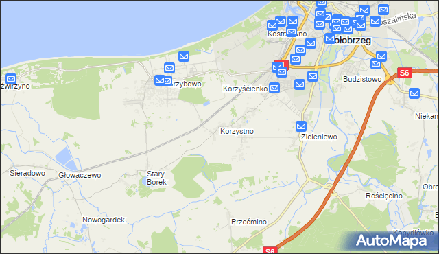 mapa Korzystno, Korzystno na mapie Targeo