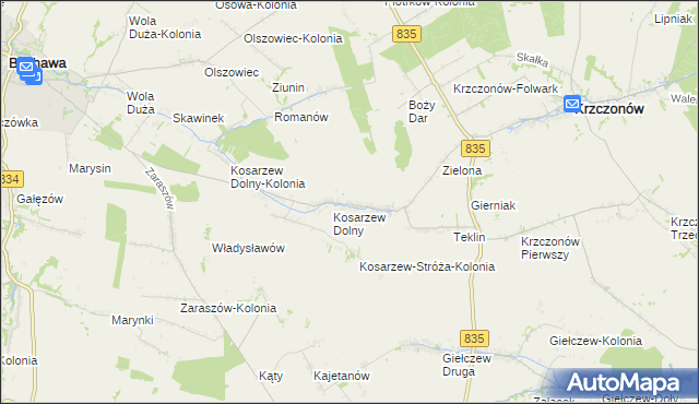 mapa Kosarzew Górny, Kosarzew Górny na mapie Targeo