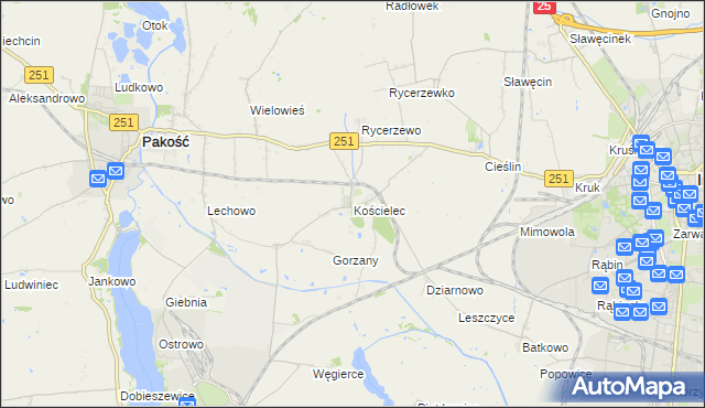 mapa Kościelec gmina Pakość, Kościelec gmina Pakość na mapie Targeo