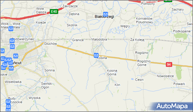 mapa Kosina, Kosina na mapie Targeo