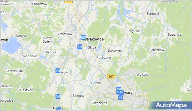 mapa Kostrzyca, Kostrzyca na mapie Targeo