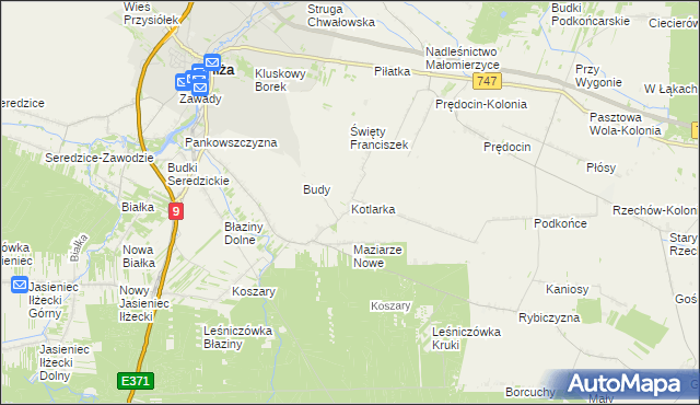 mapa Kotlarka gmina Iłża, Kotlarka gmina Iłża na mapie Targeo