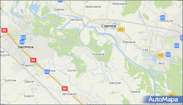 mapa Kotowice gmina Siechnice, Kotowice gmina Siechnice na mapie Targeo