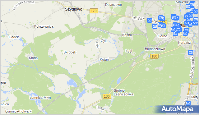 mapa Kotuń gmina Szydłowo, Kotuń gmina Szydłowo na mapie Targeo