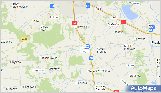 mapa Kowale Księże, Kowale Księże na mapie Targeo