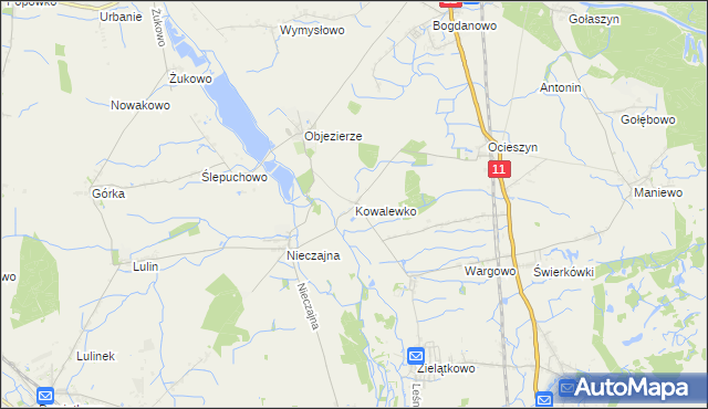 mapa Kowalewko gmina Oborniki, Kowalewko gmina Oborniki na mapie Targeo