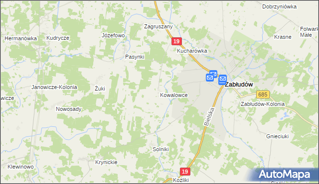 mapa Kowalowce, Kowalowce na mapie Targeo