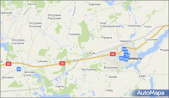 mapa Kozłówko gmina Trzemeszno, Kozłówko gmina Trzemeszno na mapie Targeo