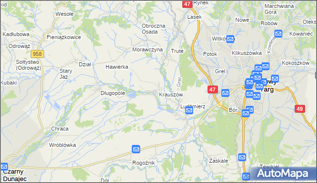 mapa Krauszów, Krauszów na mapie Targeo