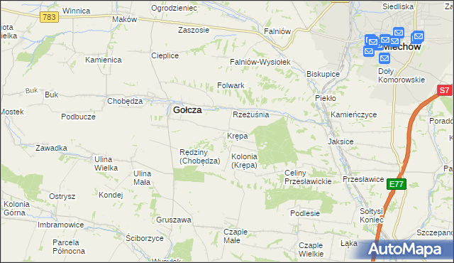 mapa Krępa gmina Gołcza, Krępa gmina Gołcza na mapie Targeo