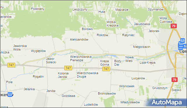 mapa Krępa Kościelna, Krępa Kościelna na mapie Targeo